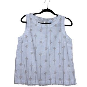 Liz Claiborne White Tank Top with Beige Pattern